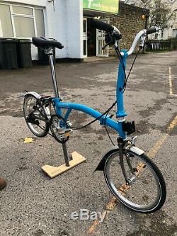 2018 Brompton Folding Bike M3L Titanium Frame Lagoon Blue withCarrier Block