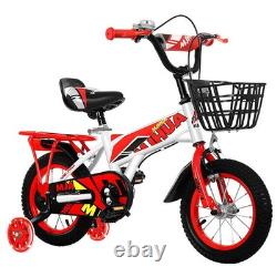 2025 Kids 12 inch Bike cycle + Removable Basket & Carrier, Rack, Stabilisers-RED