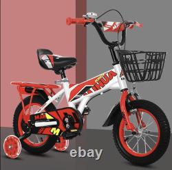2025 Kids 12 inch Bike cycle + Removable Basket & Carrier, Rack, Stabilisers-RED