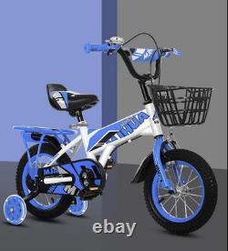 2025 Kids 14 inch Boys Bike cycle, Removable Basket &Carrier, Stabilisers BLUE