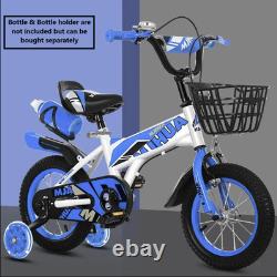 2025 Kids 14 inch Boys Bike cycle, Removable Basket &Carrier, Stabilisers BLUE