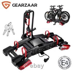 2 BIKE BICYCLE RACK HOLDER CARRIER ON TOW BAR with KEY E-MARK LIGHTS 13 PIN 60KG