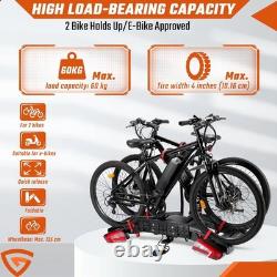2 BIKE BICYCLE RACK HOLDER CARRIER ON TOW BAR with KEY E-MARK LIGHTS 13 PIN 60KG