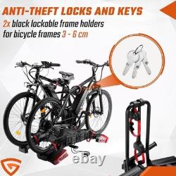 2 BIKE BICYCLE RACK HOLDER CARRIER ON TOW BAR with KEY E-MARK LIGHTS 13 PIN 60KG