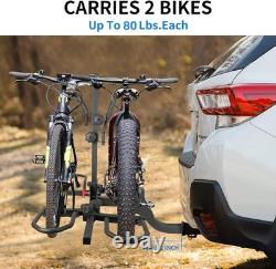 2 Fat Bike Rack Carrier Vehicle Mount Truck Hitch Heavy Duty Folding 160 Lbs