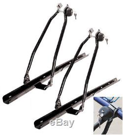 2 X UNIVERSAL CAR ROOF MOUNTED UPRIGHT BICYCLE RACK BIKE LOCKING CYCLE CARRIER