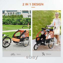 2-in-1 Child Bicycle Trailer 2 Seater Baby Stroller Carrier Jogger