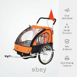 2-in-1 Child Bicycle Trailer 2 Seater Baby Stroller Carrier Jogger