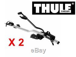 2 x THULE PRORIDE 598 ROOF MOUNTED CYCLE CARRIERS BIKE RACER ROAD RALLY