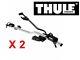 2 x THULE PRORIDE 598 ROOF MOUNTED CYCLE CARRIERS BIKE RACER ROAD RALLY