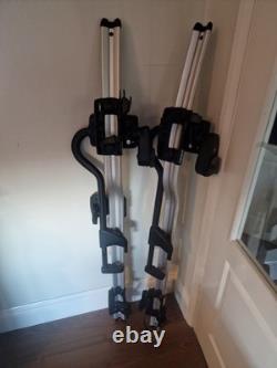 2 x Thule ProRide 598 Silver Roof Mount Cycle Carrier Rack with T-Track & Locks