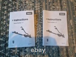 2 x Thule ProRide 598 Silver Roof Mount Cycle Carrier Rack with T-Track & Locks