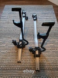 2 x Thule ProRide 598 Silver Roof Mount Cycle Carrier Rack with T-Track & Locks