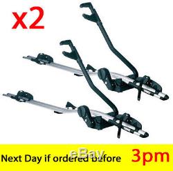 2x Thule 591 ProRide Roof Mount Cycle Bike Carrier With T-Track 2014 Version