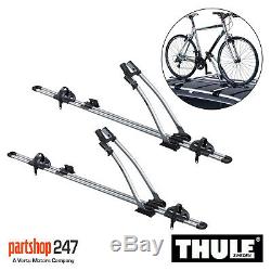 2x Thule FreeRide 532 Roof Mount Cycle Carrier Bike Rack with T-Track and Locks