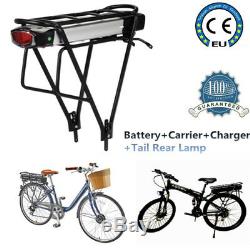36V 13A Li-ion E Bike Rear wheel Battery Carrier Bracket and Charger Lockable
