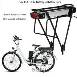 36V 13Ah Li-ion Electric E-Bike Bicycle Battery With Rear Rack Carrier Kit LED