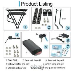 36V 13Ah Li-ion Electric E-Bike Bicycle Battery With Rear Rack Carrier Kit LED