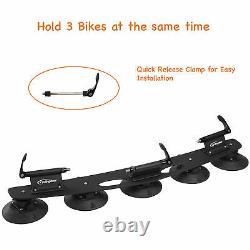 3 Bike Bicycle Car Roof Suck Carrier Rack Fork Mount Double Vacuum Cups