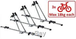 3 x Aluminium Cycle Carrier Roof Mounted Bike Bicycle Car Rack Holder Lockable