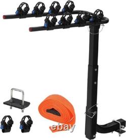 4-Bike Steel Hitch-Mounted Bike Carrier Rack Hitch Rack Foldable for Bicycle Car
