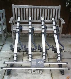 4 x Thule 598 ProRide locking upright cycle carrier bike rack and roof bars