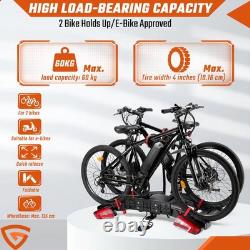 60KG Heavy Duty Foldable E-Bike Carrier Electric 2 Bike Rack With E-Mark Taillight