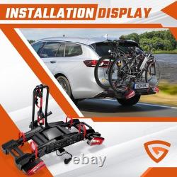 60KG Heavy Duty Foldable E-Bike Carrier Electric 2 Bike Rack With E-Mark Taillight
