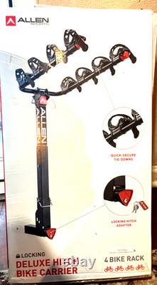 Allen Sports Deluxe Locking Quick Secure Tie 4-Bike Carrier For 2 Hitch 640QR