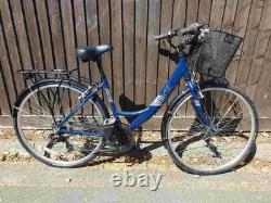 Aluminium Alloy Apollo Elyse Hybrid bike with a front basket, rear rack carrier