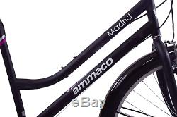 Ammaco Madrid 700c Womens Hybrid 7 Speed Bike Carrier Rack Black Large 21 Frame