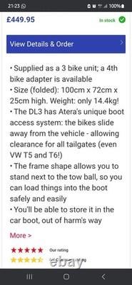 Atera Strada Sport tilting cycle carrier for 3 bikes (tow ball mounted)