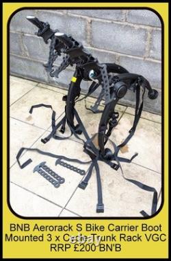 BNB Aerorack S Bike Carrier Boot Mounted 3 x Cycle Trunk Rack VGC RRP £200 BN'B