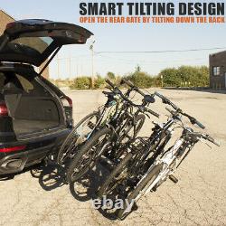 BV 4-Bike Rack Hitch Mount Carrier for Car SUV Tray Style Smart Tilting Design