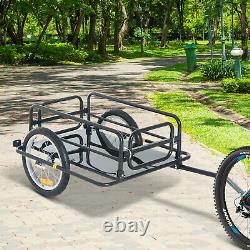 Bike Bicycle Cargo Trailer In Steel Frame-Black Luggage Transport Carrier Cart