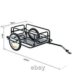 Bike Bicycle Cargo Trailer In Steel Frame-Black Luggage Transport Carrier Cart