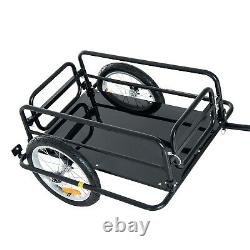 Bike Bicycle Cargo Trailer In Steel Frame-Black Luggage Transport Carrier Cart