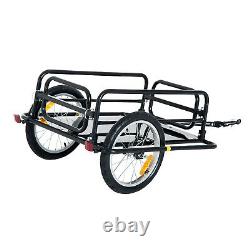 Bike Bicycle Cargo Trailer In Steel Frame-Black Luggage Transport Carrier Cart