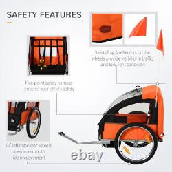 Bike Bicycle Stroller Cart 2Seat Children Carrier Trailer Jogger Wagon Coupler