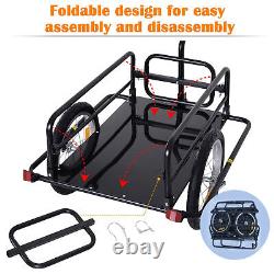 Bike Cargo Trailer Foldable Heavy Duty Storage Trolley Transport Carrier Black