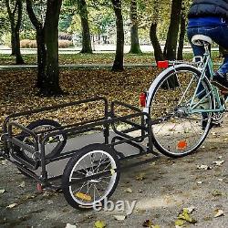 Bike Cargo Trailer in Steel Frame Extra Bicycle Storage Carrier with Hitch-Black