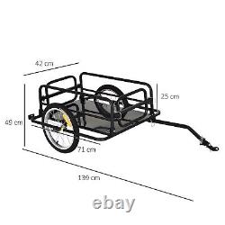 Bike Cargo Trailer in Steel Frame Extra Bicycle Storage Carrier with Hitch-Black