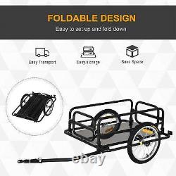 Bike Cargo Trailer in Steel Frame Extra Bicycle Storage Carrier with Hitch-Black