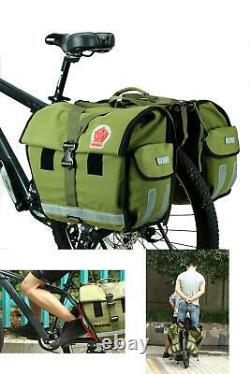 Bike Panniers Rear Rack Bags Bicycle Canvas Rain Proof Cover Double Carrier Pack