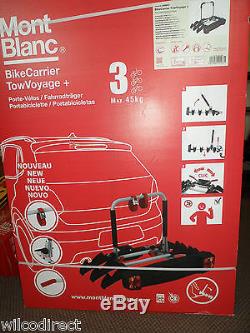 Bike Rack Towvoyage 3 Bike Tow Bar Ball Mounted Cycle Carrier Trailer Mont Blanc