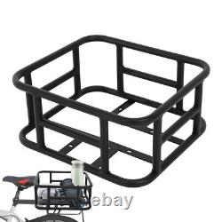 Bike Rear Seat Metal Basket Large Capacity Cargo Carrier Storage 45.6x32x15cm