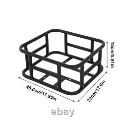 Bike Rear Seat Metal Basket Large Capacity Cargo Carrier Storage 45.6x32x15cm