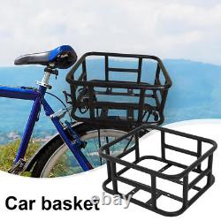 Bike Rear Seat Metal Basket Large Capacity Cargo Carrier Storage 45.6x32x15cm