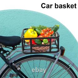 Bike Rear Seat Metal Basket Large Capacity Cargo Carrier Storage 45.6x32x15cm