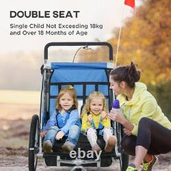 Bike Trailer 2 Seater Bicycle Baby Child Carrier Canopy Storage Steel Frame